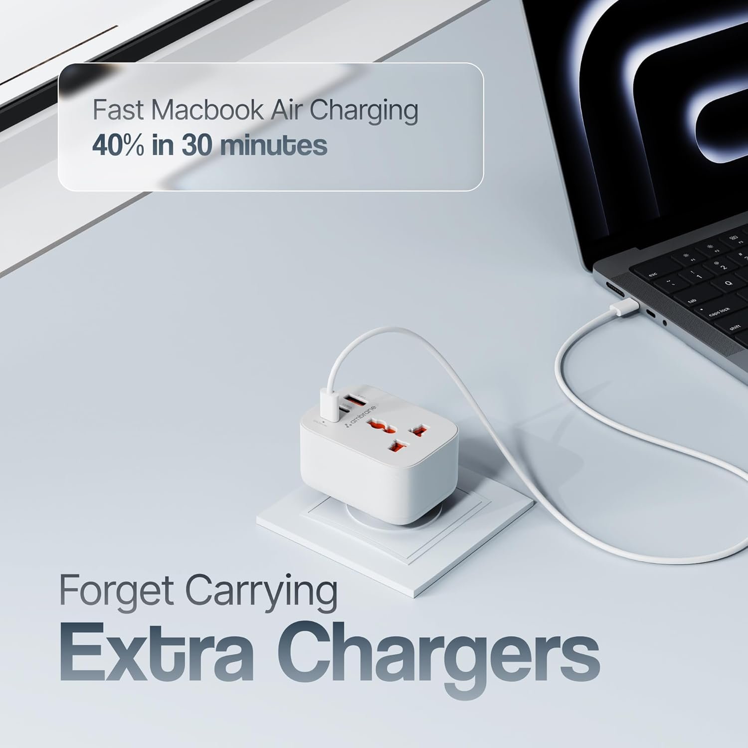 Ambrane 33W Fast Charging MultiPort Wall Adapter with Universal 2500W AC Socket - Image 3