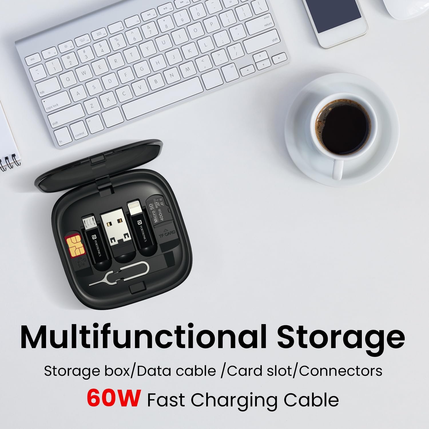 Portronics Snapcase 2 60W Multifunctional Fast Charging Data Cable Kit - Image 4