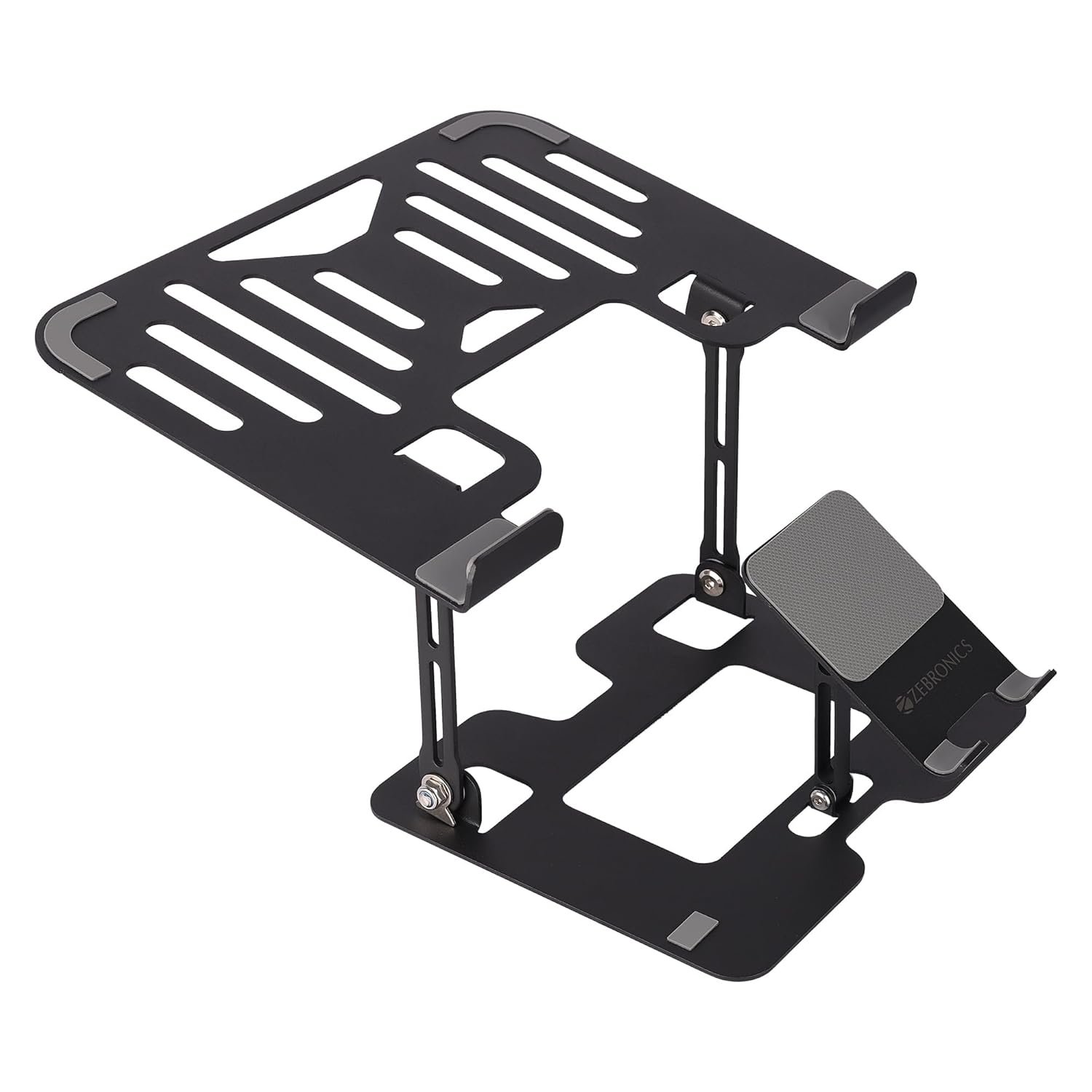ZEBRONICS NS3500, Foldable Laptop Stand, with Mobile Stand, Upto 17 inch