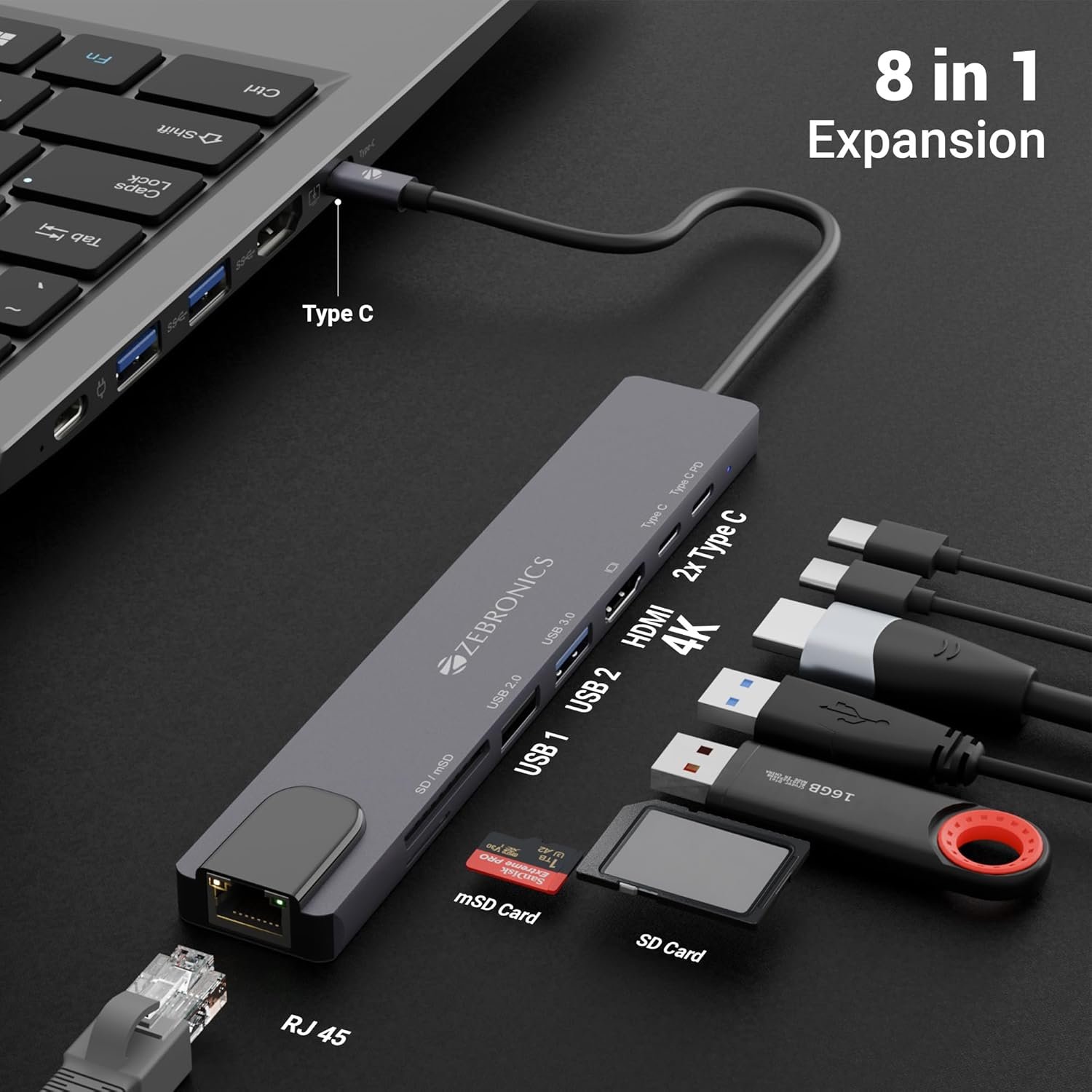 Amazon Basics USB hub 3.0 for Type-c Port,8 in 1 Adapter for pc Accessories - Image 5