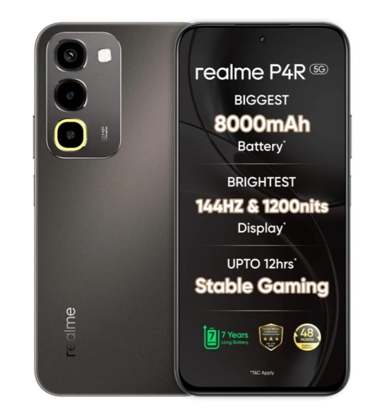 realme P4R 5G Smartphone, Titanium Glare, 8000mAh Battery, 144Hz Display, 6 GB RAM, 128 GB